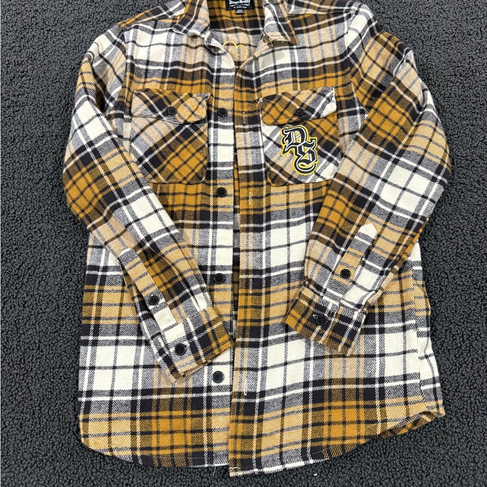 Kids Plaid Button-Down Shirt in Yellow and Black